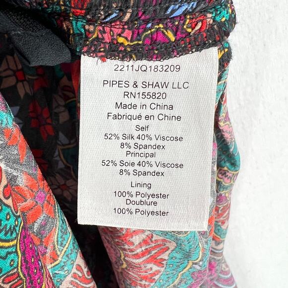 VERONICA BEARD Ari Ruched Midi Skirt Womens 10 Red Paisley Floral Print Slip - Picture 12 of 16